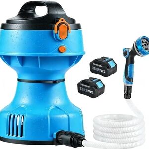 1/4HP Cordless Water Transfer Pump Submersible 750GPH 30FT w/ Head & Batteries